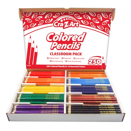 Cra-Z-Art Colored Pencil Classroom Pack, 10 Colors, PK250 740011